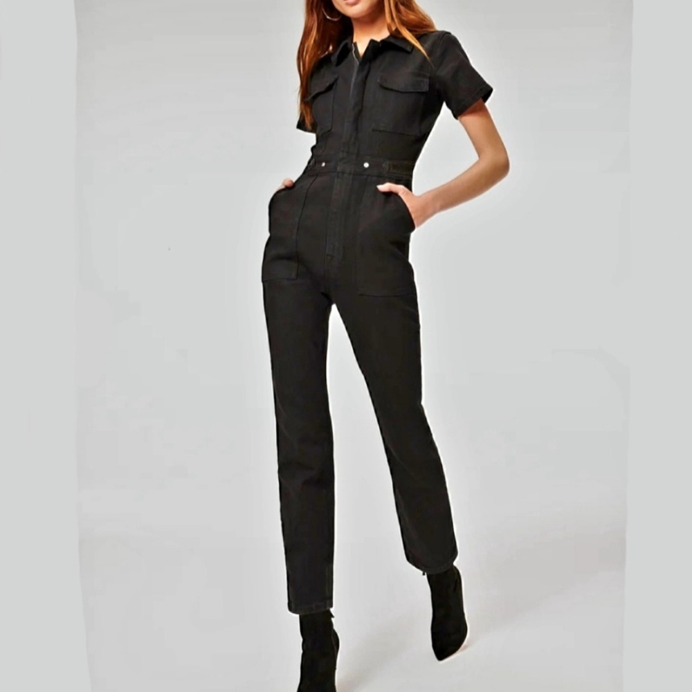 NEW! GOOD AMERICAN Fit For Success denim jumpsuit SIZE 1 ( S ) 0814